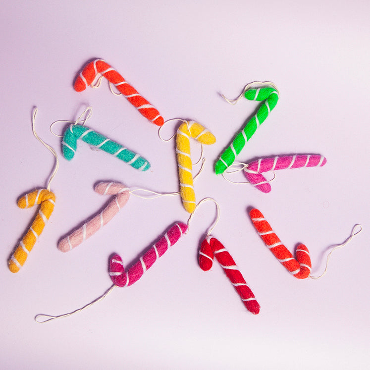 Felt Christmas candy cane ornaments - freckle-Top 30 Christmas-Little Fish Co.