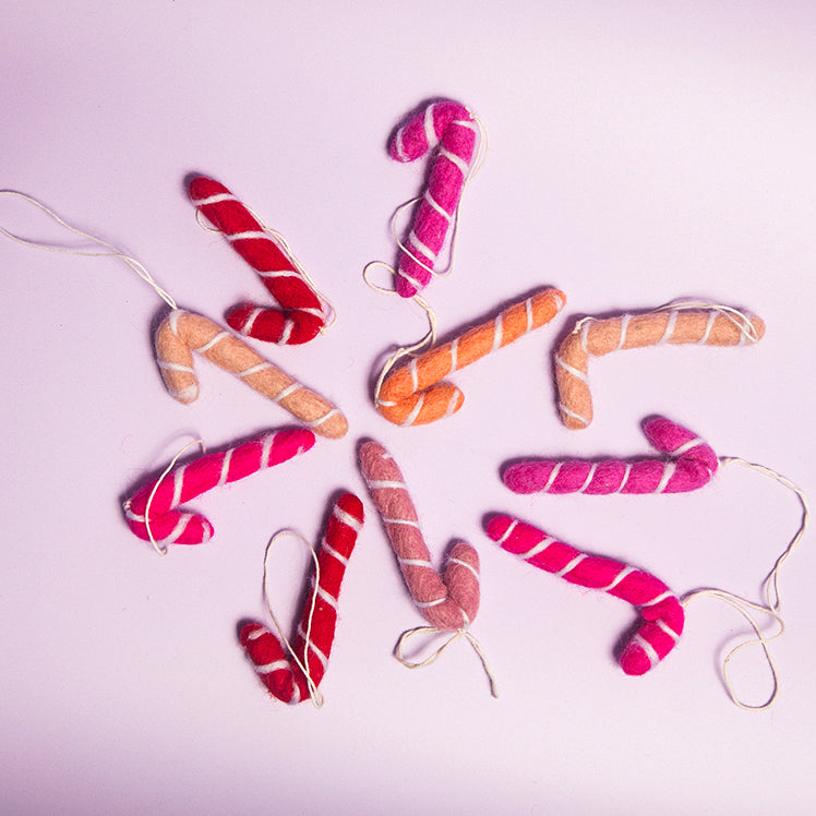 Felt Christmas candy cane ornaments - Sherbet-Top 30 Christmas-Little Fish Co.