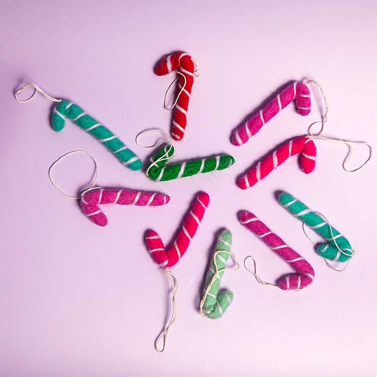 Felt Christmas candy cane ornaments - Peppermint-Top 30 Christmas-Little Fish Co.