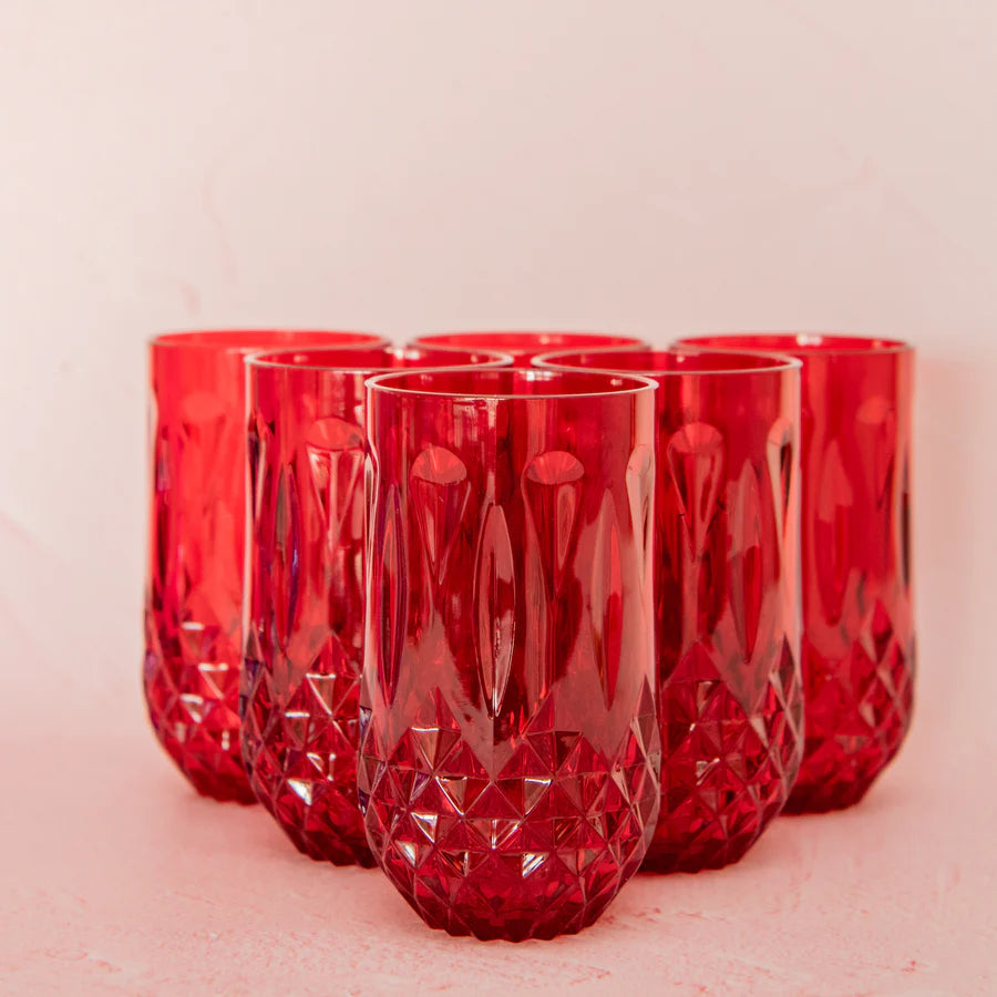 Tall Tumbler Set 6 - Ruby Red-Little Fish Co.