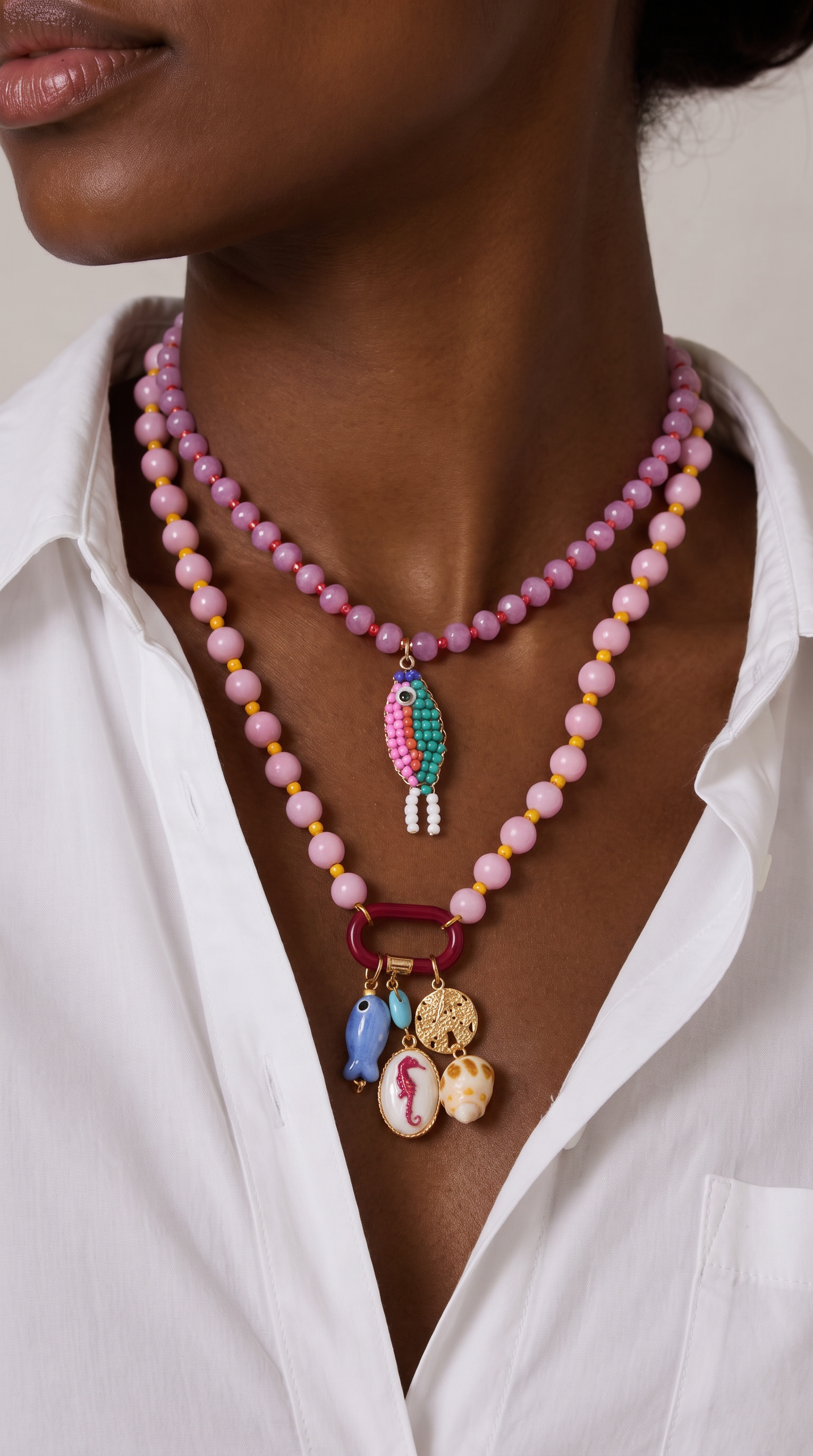 Stone necklace with fish pendant