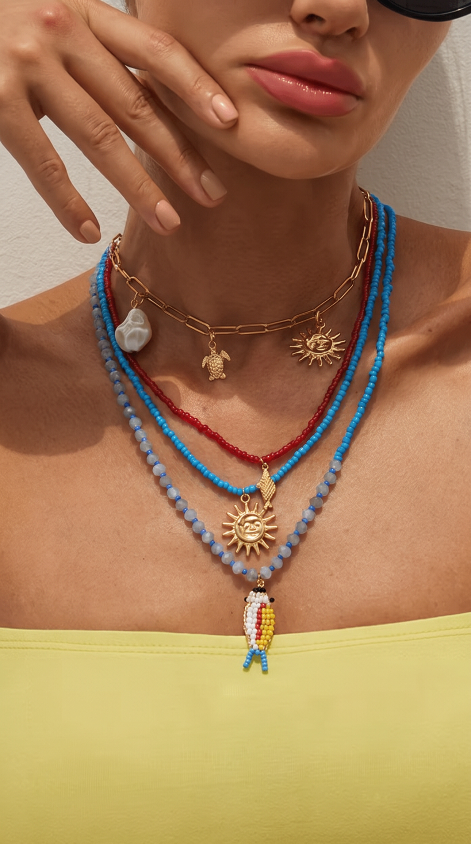 Stone necklace with fish pendant