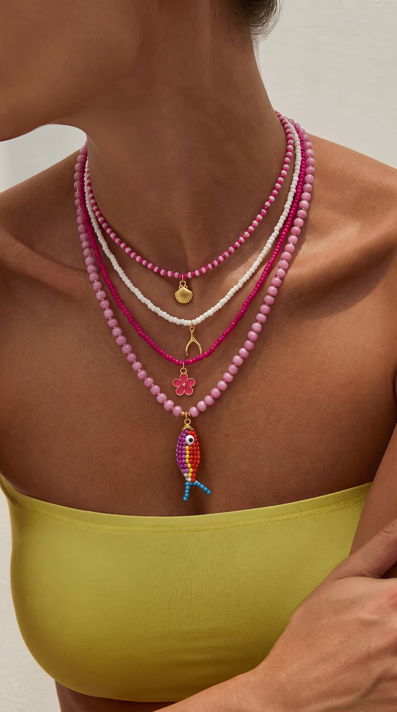 Stone necklace with fish pendant