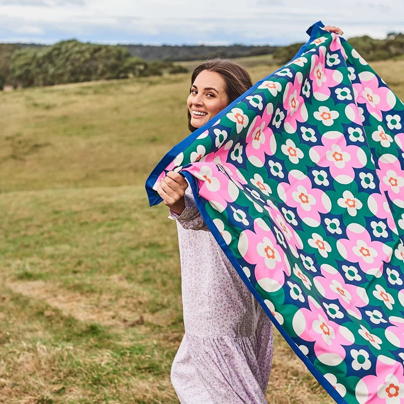 Block Floral picnic rug-Little Fish Co.