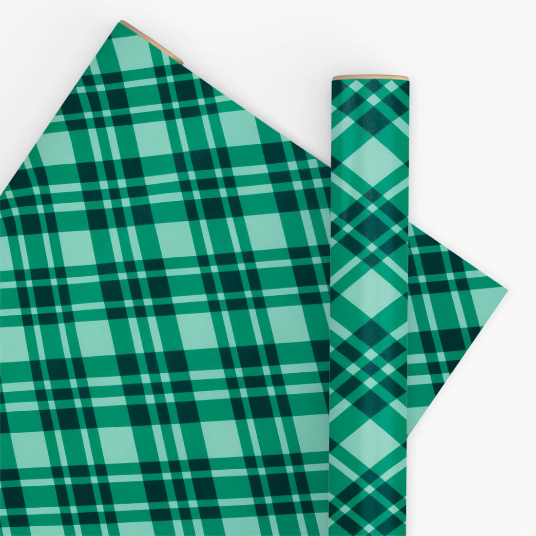 10M Plaid Evergreen Wrapping Paper-Little Fish Co.