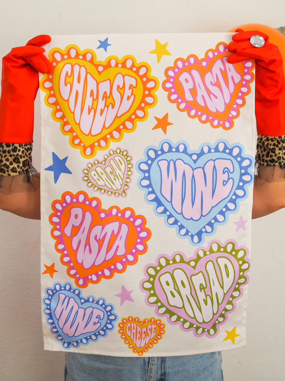 Cheese, Pasta, Wine & Bread Tea Towel-Top 30 Decor-Little Fish Co.