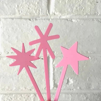 Star Cake toppers ( set of 3) Pink-Little Fish Co.
