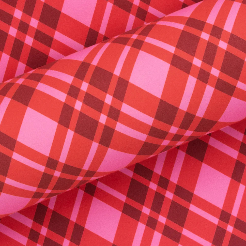 10M Plaid Bright Pink Wrapping Paper-Little Fish Co.