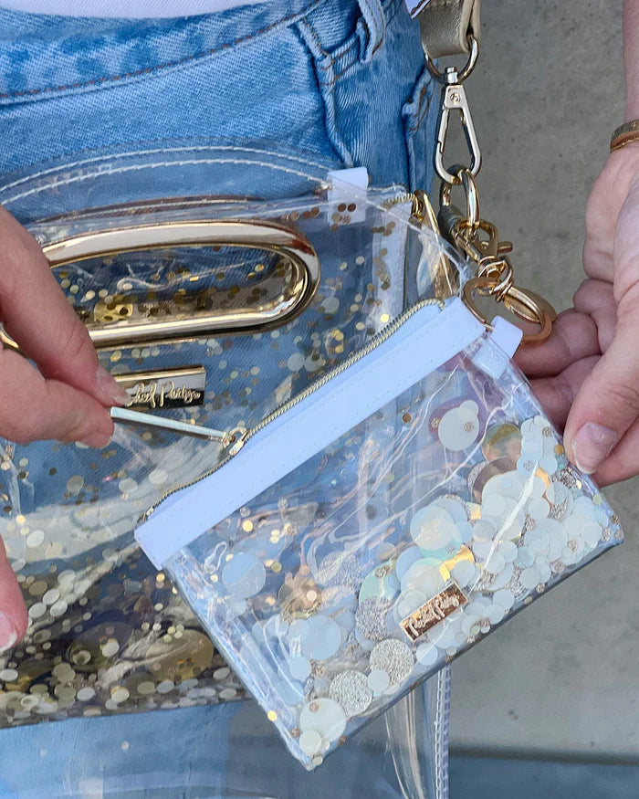 Gold Confetti mini wallet keychain-Little Fish Co.