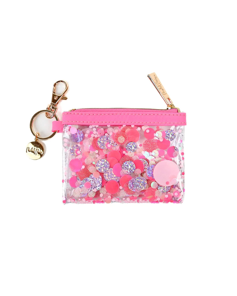 Pink Confetti mini wallet keychain-Little Fish Co.