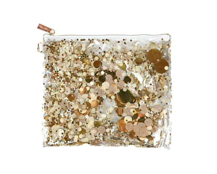 Gold Confetti everything pouch-Little Fish Co.