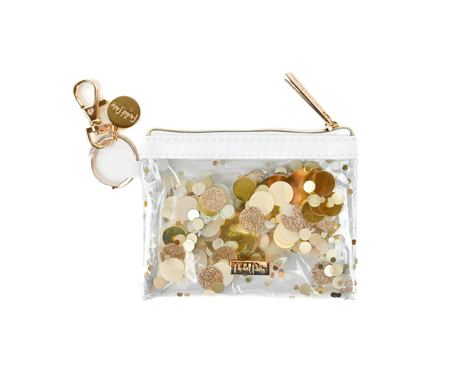 Gold Confetti mini wallet keychain-Little Fish Co.