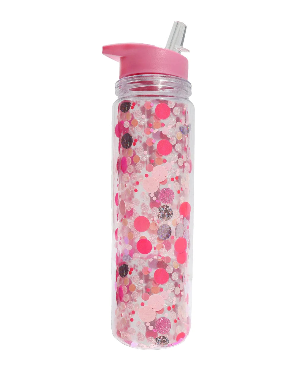 Pink Confetti water bottle with straw-Little Fish Co.