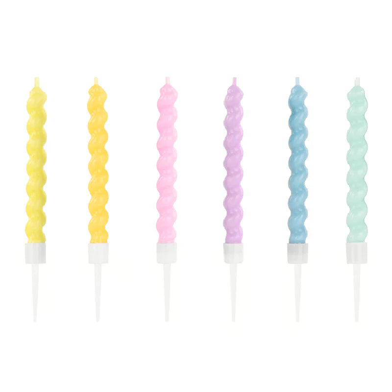 Pastel twisted birthday candles Set of 6-Top 30 Party-Little Fish Co.