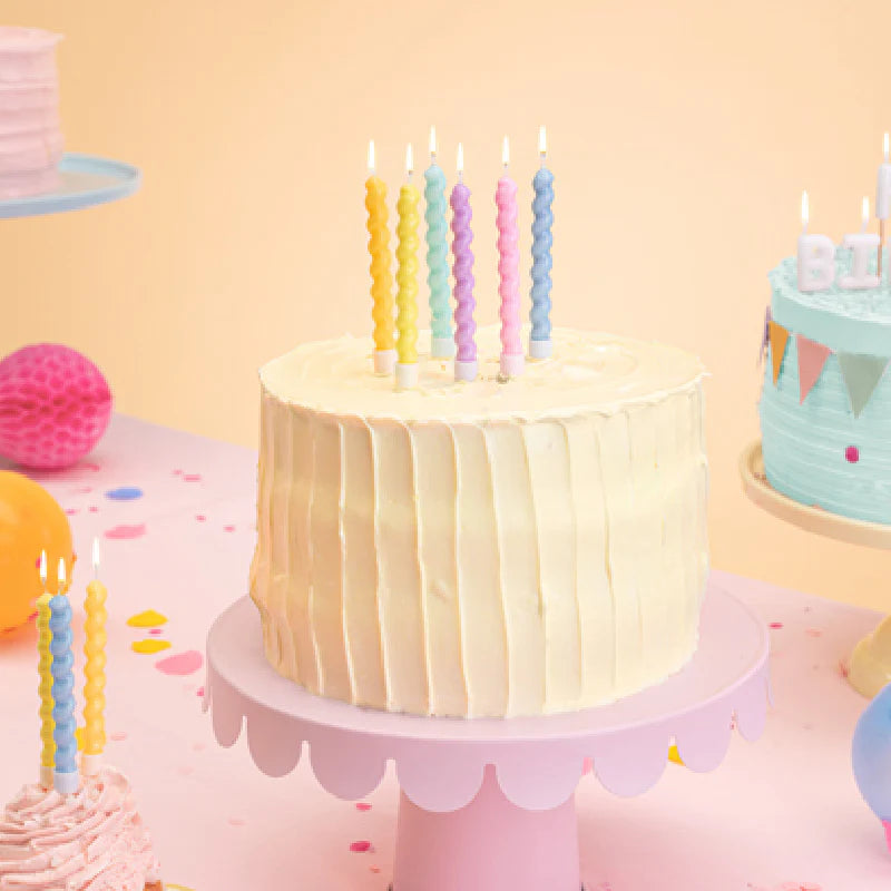 Pastel twisted birthday candles Set of 6-Top 30 Party-Little Fish Co.