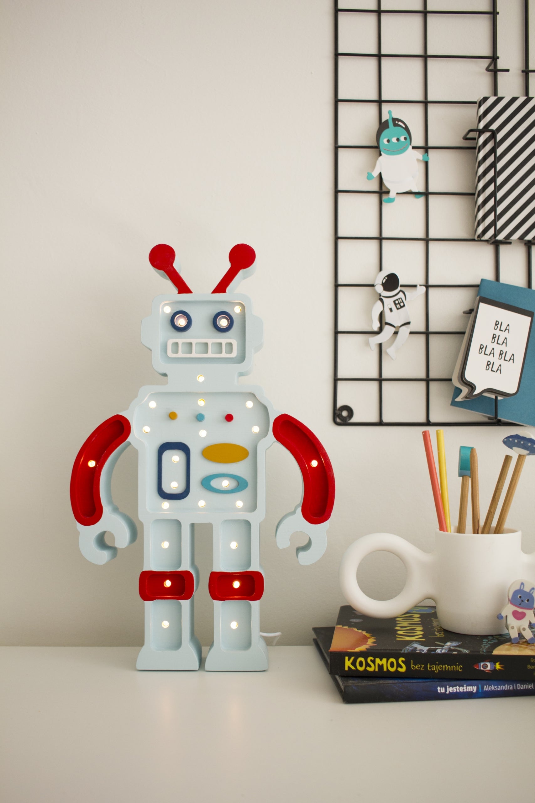 Handmade Robot Nightlight in Metalic Blue-Decor-Little Fish Co.