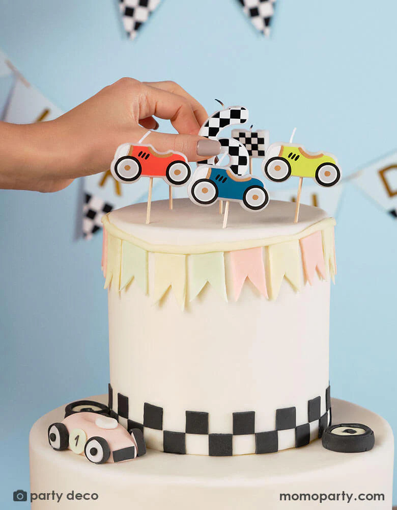 Retro Car Racing Birthday Candles-Top 30 Party-Little Fish Co.