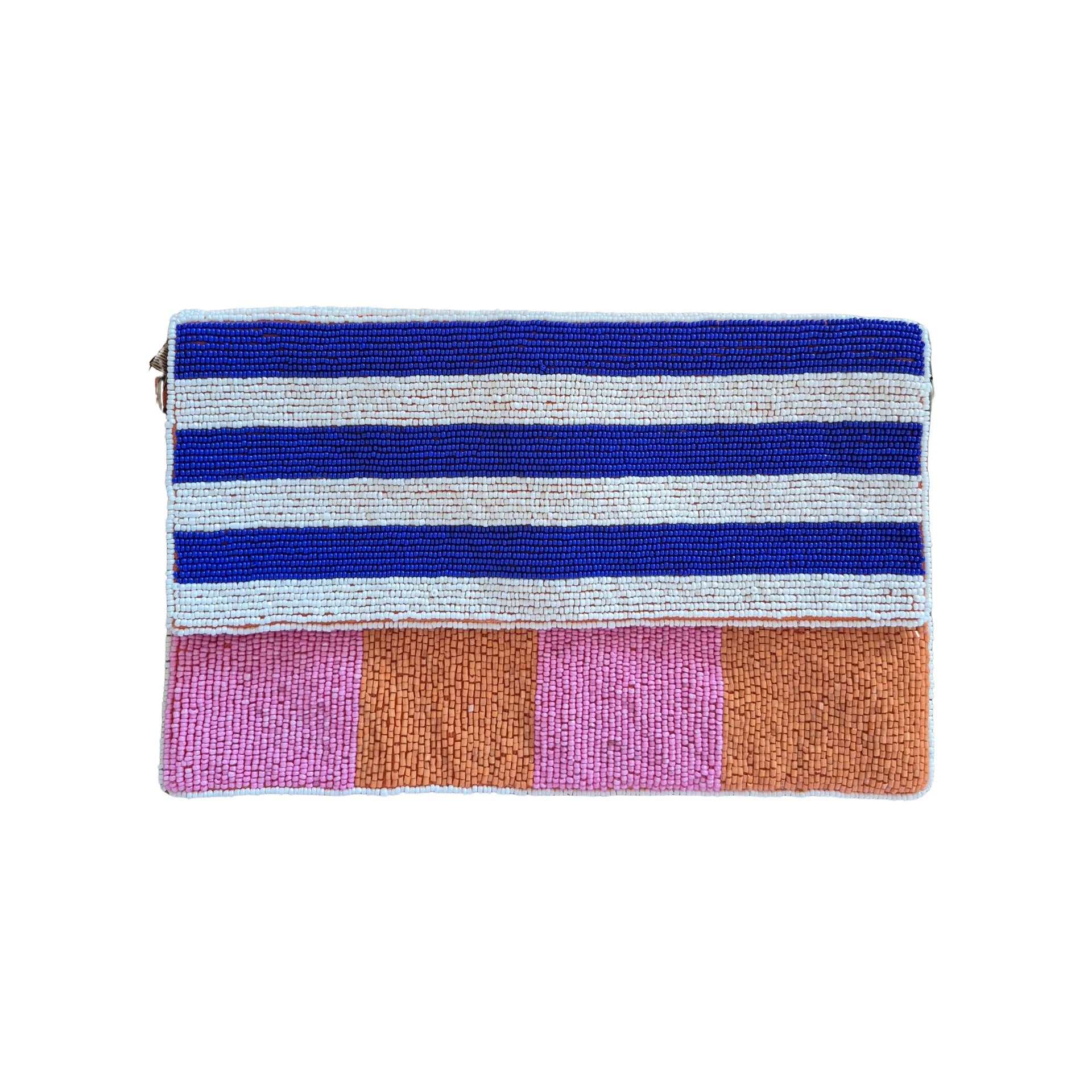 Beaded clutch blue stripe-Fashion-Little Fish Co.