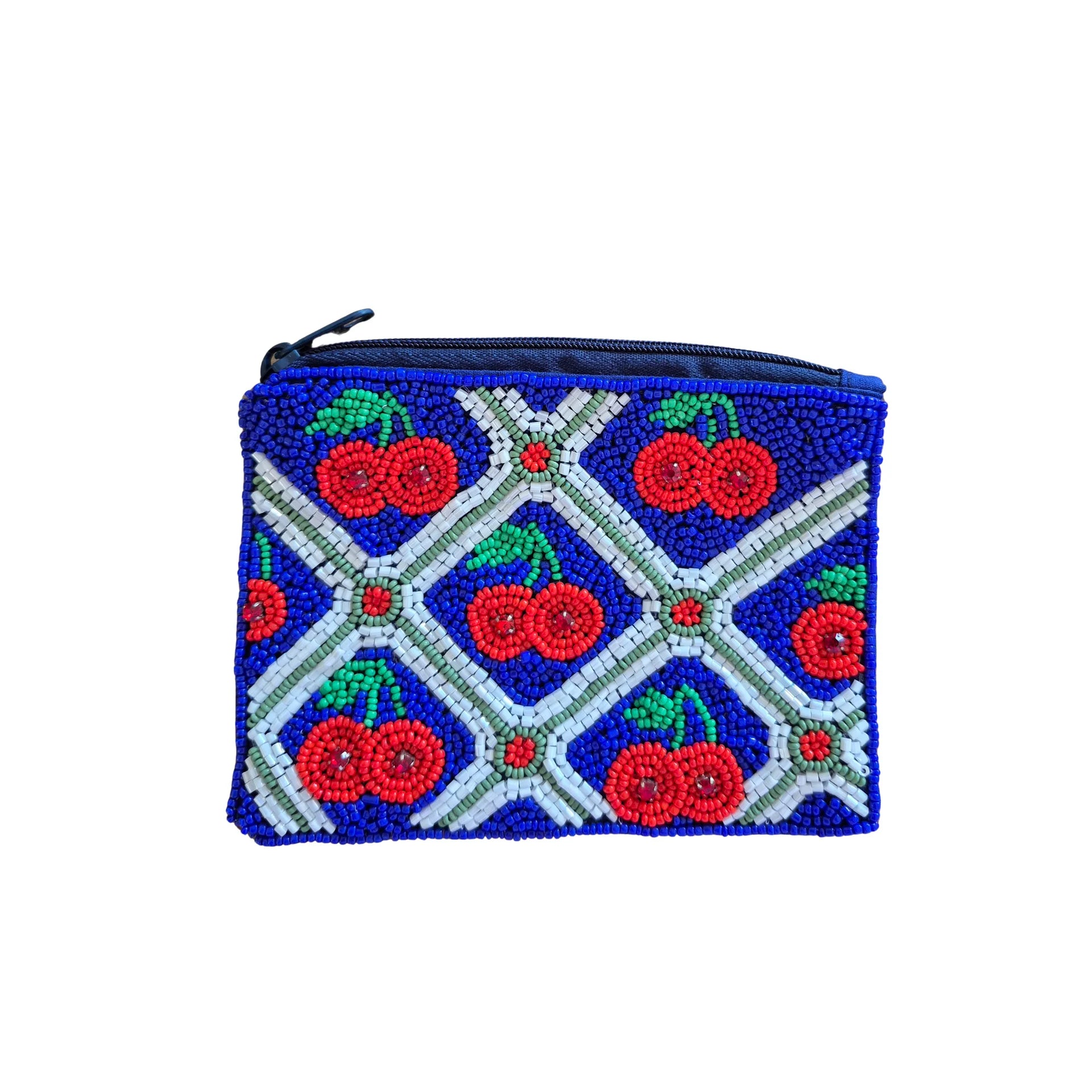 Beaded Pouch - Cherry blue-Fashion-Little Fish Co.