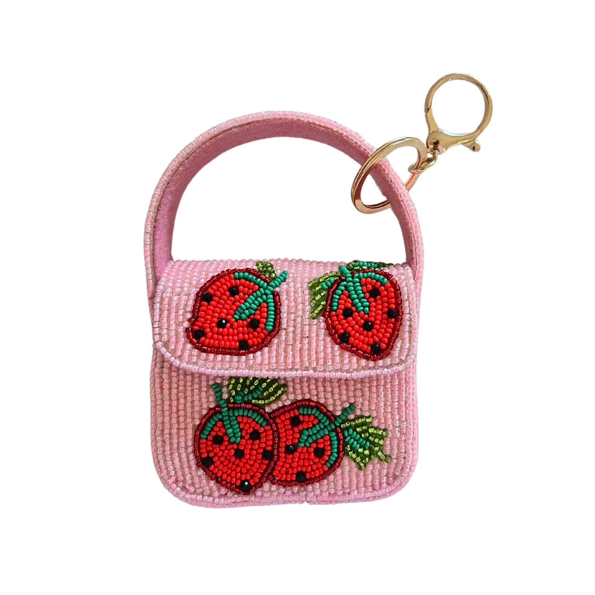Mini Beaded handbag Keychain - Strawberries-New Arrivals 2025-Little Fish Co.