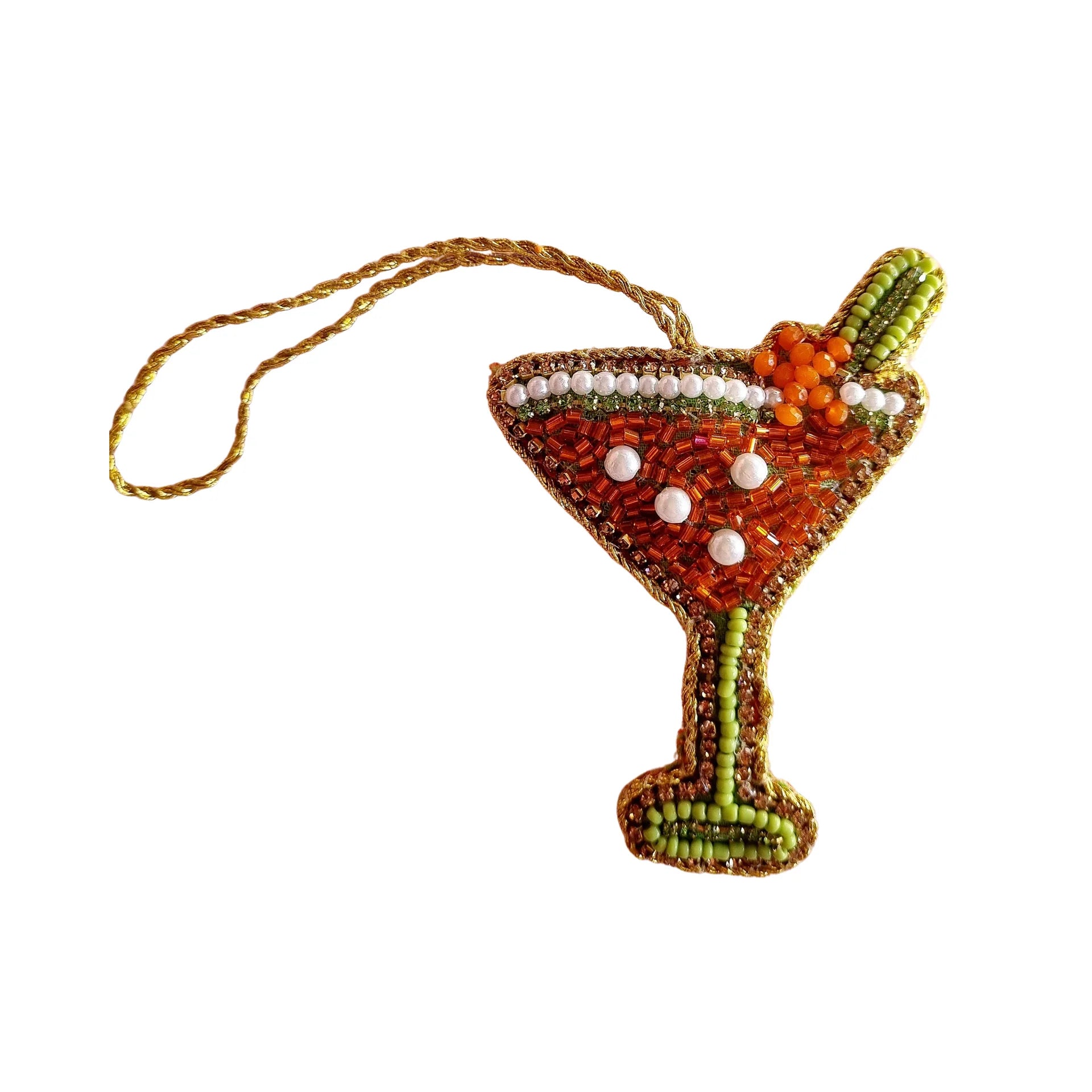 Beaded decoration - Orange Martini-Little Fish Co.