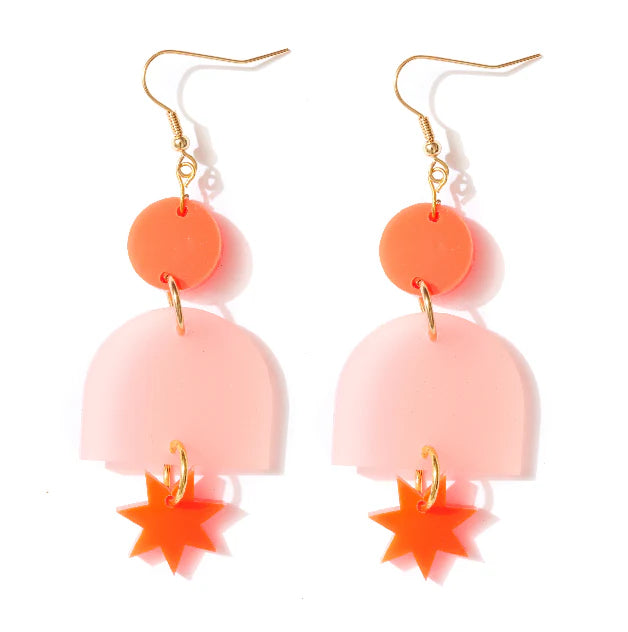 Alexa Earrings Neon Red / Pink-Apparel & Accessories-Little Fish Co.