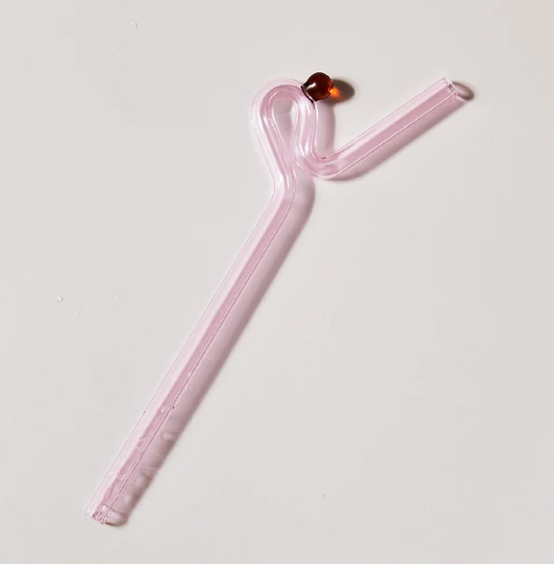 Glass Drinking Straw - Rose Pink-Little Fish Co.