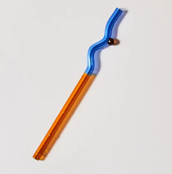 Glass Drinking Straw - Blue/Amber-Little Fish Co.