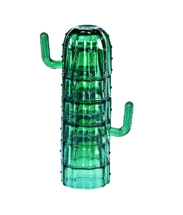 Cactus Glass - Set of 6 Green-Decor-Little Fish Co.