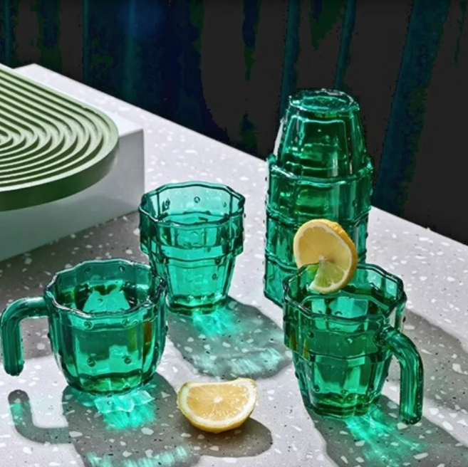 Saguaro Cactus Glass - Set of 6 Green-Decor-Little Fish Co.