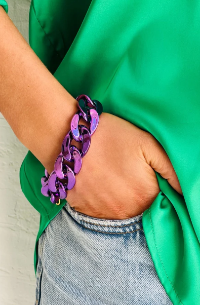 The Met Chain Bracelet - Metallic Purple-Apparel & Accessories-Little Fish Co.