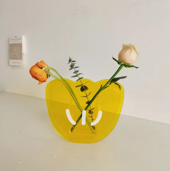 Flower Acrylic Vase in yellow-Decor-Little Fish Co.