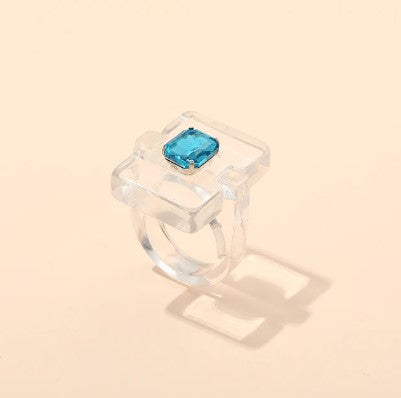 Geo Fashion Ring Clear / Clear-Little Fish Co.