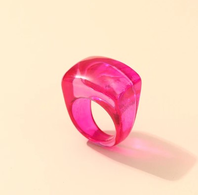 chunky Block resin ring Hot Pink-Little Fish Co.