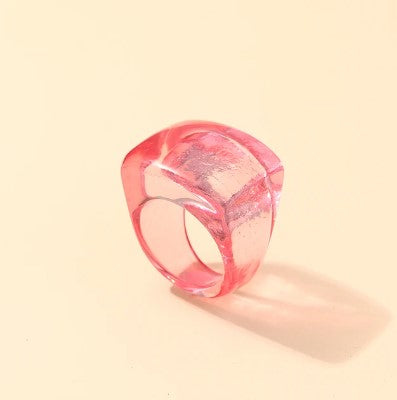chunky Block resin ring Light Pink-Little Fish Co.