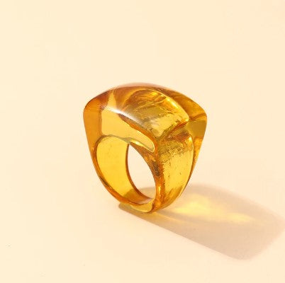 chunky Block resin ring Yellow-Little Fish Co.