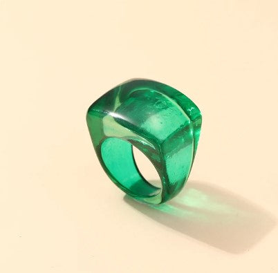 chunky Block resin ring Emerald-Little Fish Co.