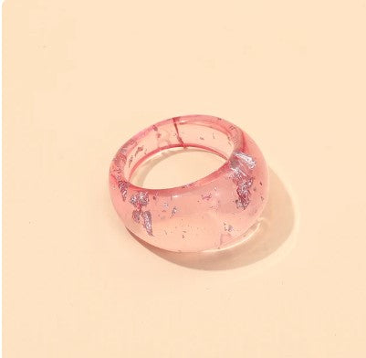Medium resin ring with Gold glitter Pink silver glitter-Little Fish Co.