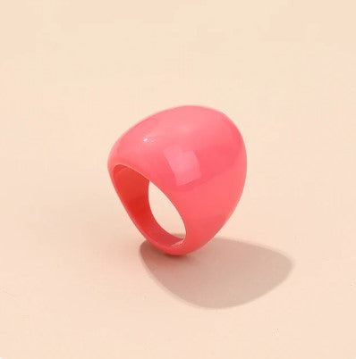Chunky Oval Resin ring -Pink-Little Fish Co.
