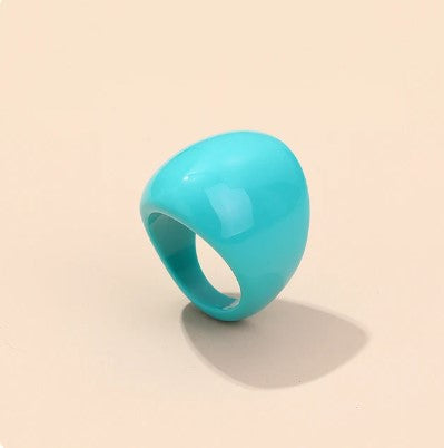 Chunky Oval Resin ring - Turquoise-Little Fish Co.