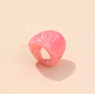 Chunky Oval Resin ring -Pink Swirl-Little Fish Co.