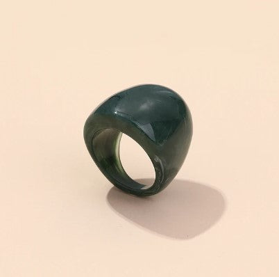 Chunky Oval Resin ring - Drk Teal-Little Fish Co.