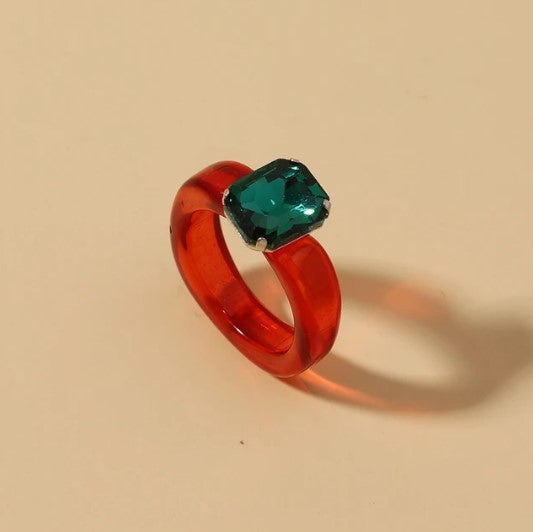 Acrylic Dazzler Ring with Gem - Red / Green-Little Fish Co.