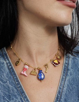 18K gold plated charm necklace - Boot-Fashion-Little Fish Co.