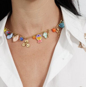 18K gold plated charm necklace - Fish-Fashion-Little Fish Co.