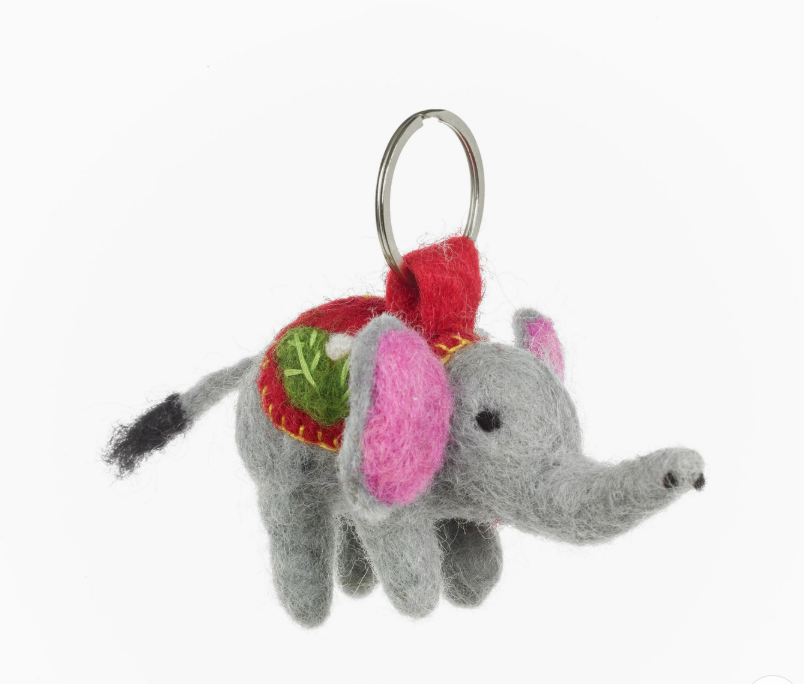 Handmade Fair Trade Needle Felt Elsie Elephant Keyring