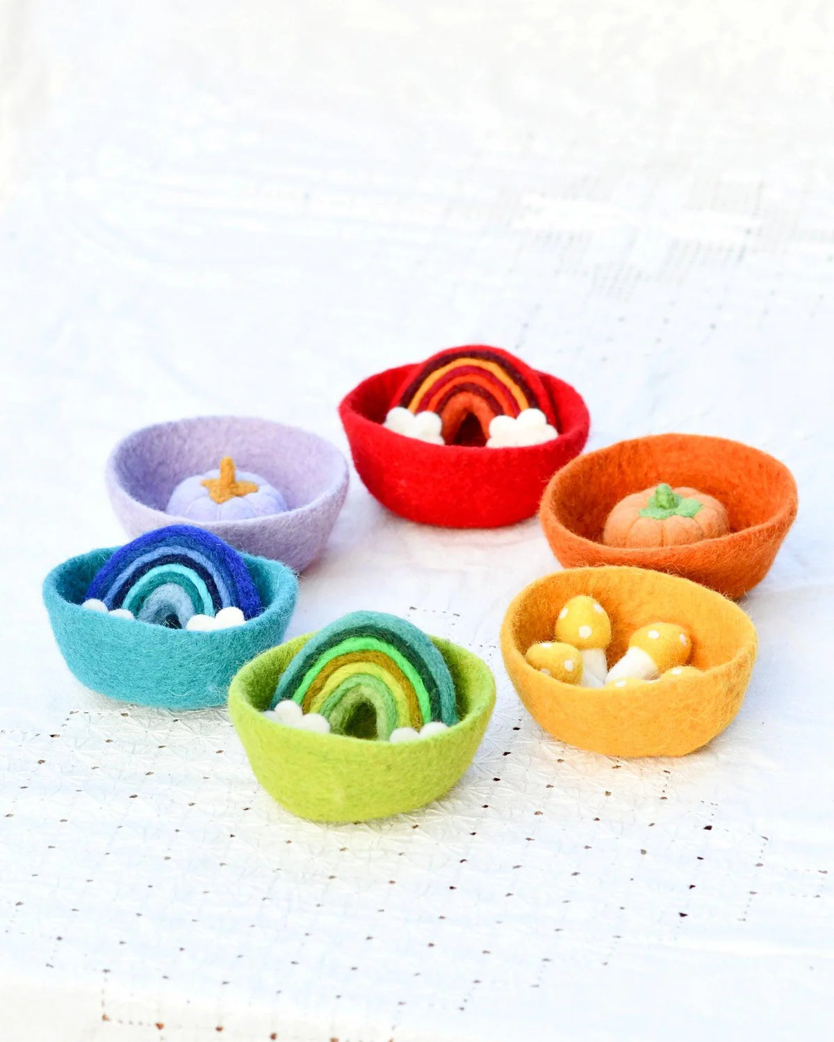 Felt Small Colourful Bowls - Set of 6-Fun-Little Fish Co.