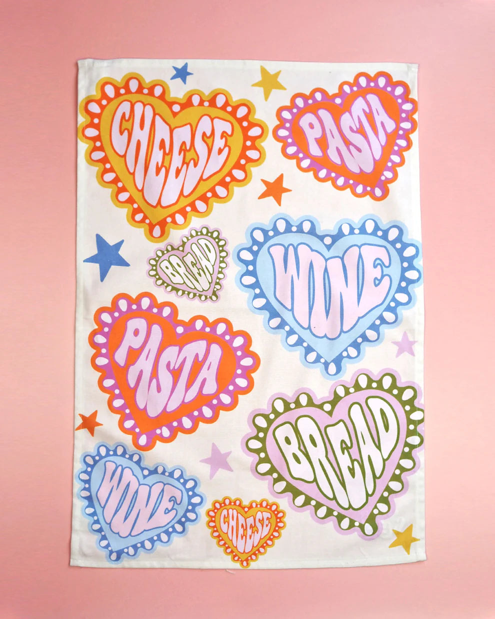 Cheese, Pasta, Wine & Bread Tea Towel-Top 30 Decor-Little Fish Co.