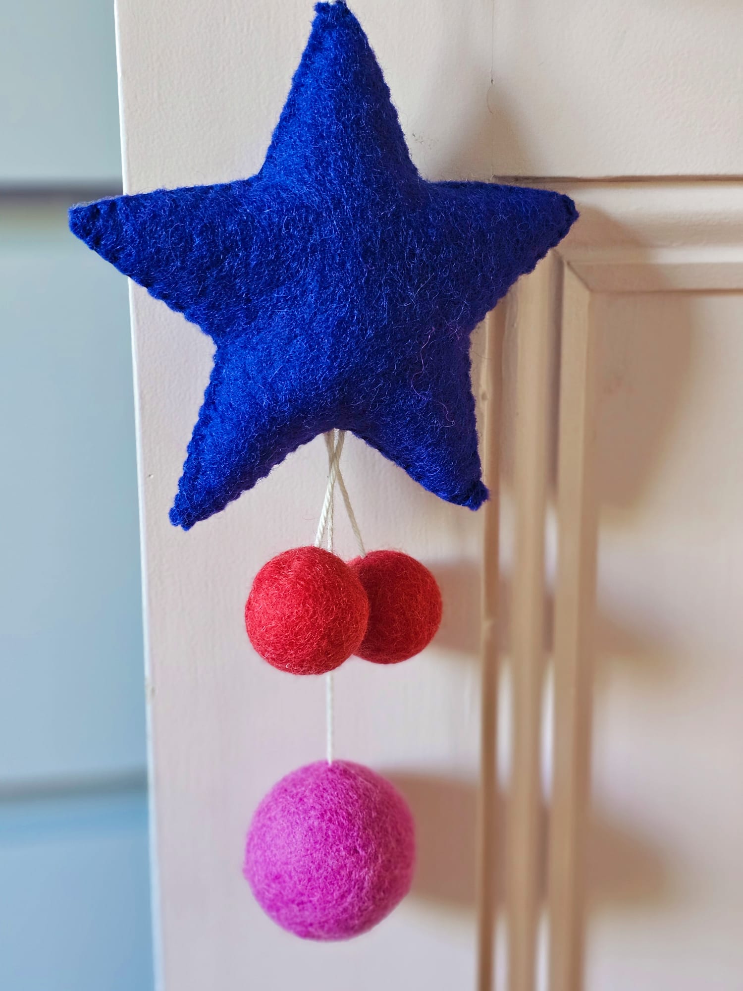 Cobalt star with red and hot fuchsia balls-Fun-Little Fish Co.