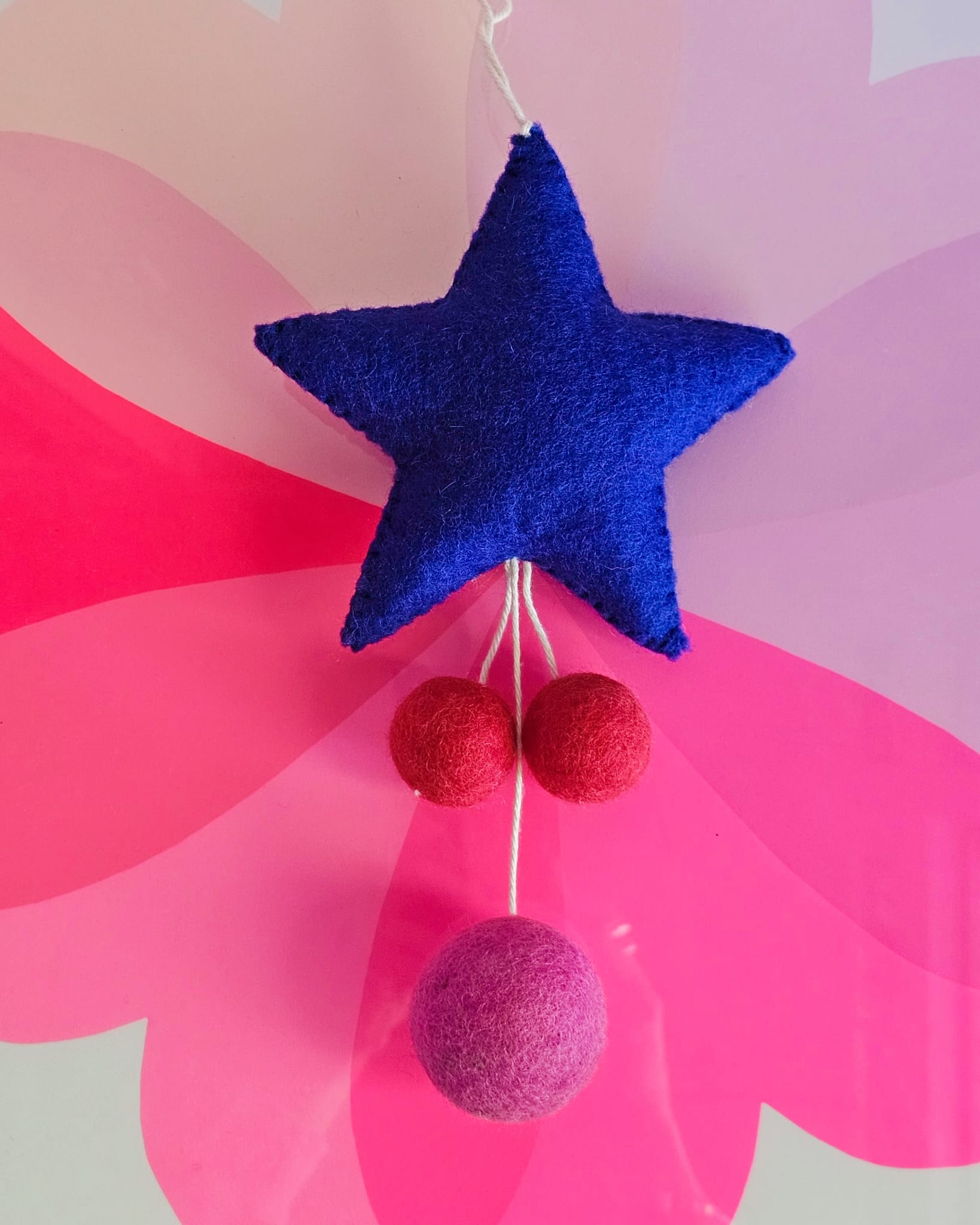 Cobalt star with red and hot fuchsia balls-Fun-Little Fish Co.